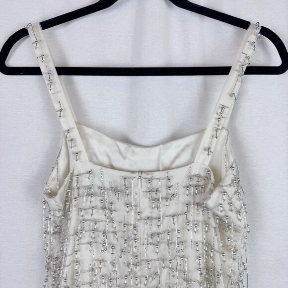 ALEXIS Briar White Ivory Beaded Fringe Romper – Bridal Bachelorette Size M - Picture 7 of 11